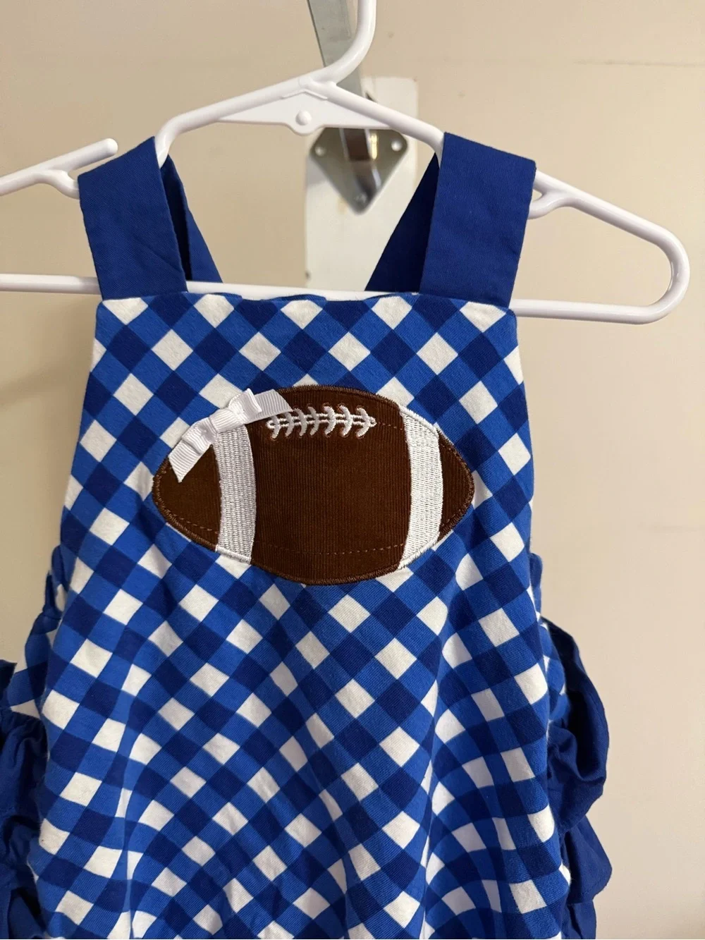 Ricrac & Ruffles Football Ruffle Butt Romper